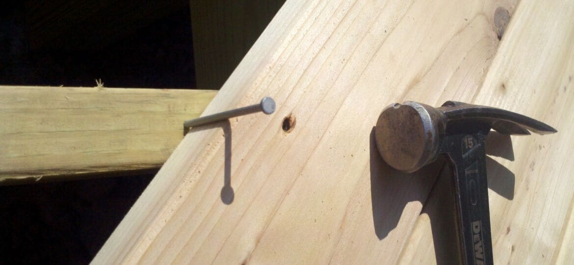 Spacer nail for cedar decking.