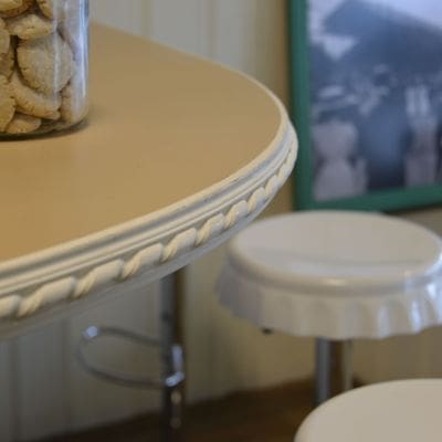 Save My Bakery AFTER: Schubert's new counter is trimmed in detailed Fypon.