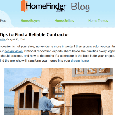 Home Finder Blog - reliable Contractor