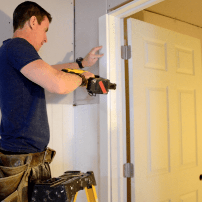 2016_MyFixitUpLife_Mark_Door Trim_Basement Renovation_Dewalt Nail Gun