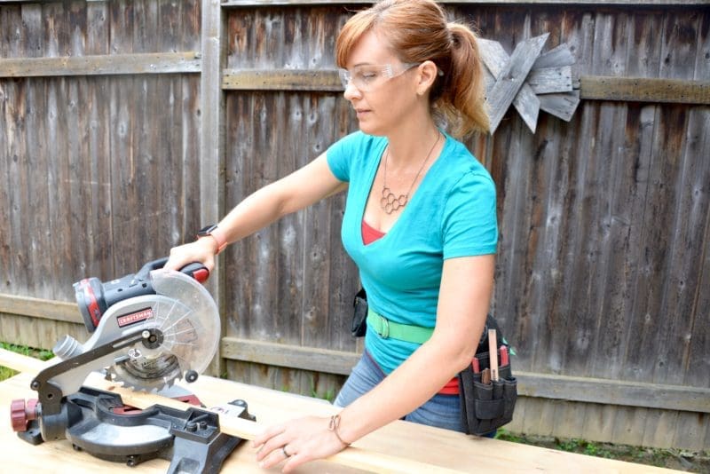 8 Tile Doormat Habitat ReStore MyFixitUpLife Theresa cutting wood frame miter saw Craftsman