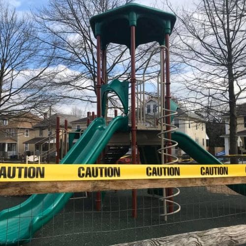 Coronavirus pandemic playground caution