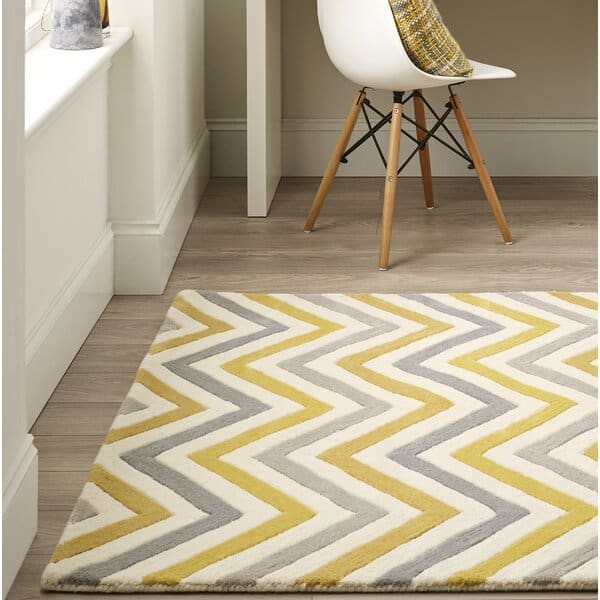 ‣ MyFixitUpLife Wayfair grey and yellow rug