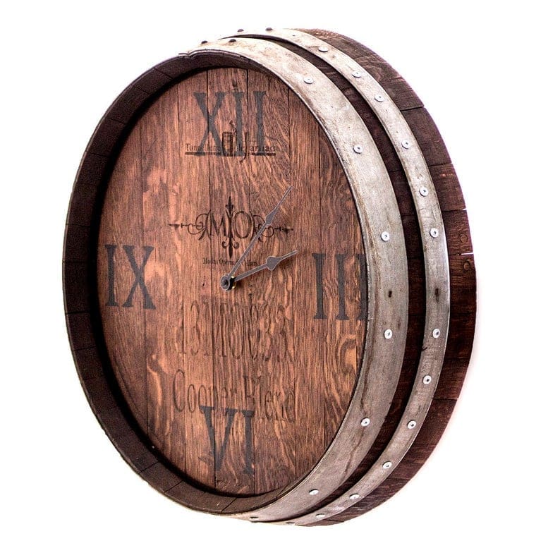 ‣ MyFixitUpLife Reclaimed-Barrel-End-Wall-Clock-with-Staves