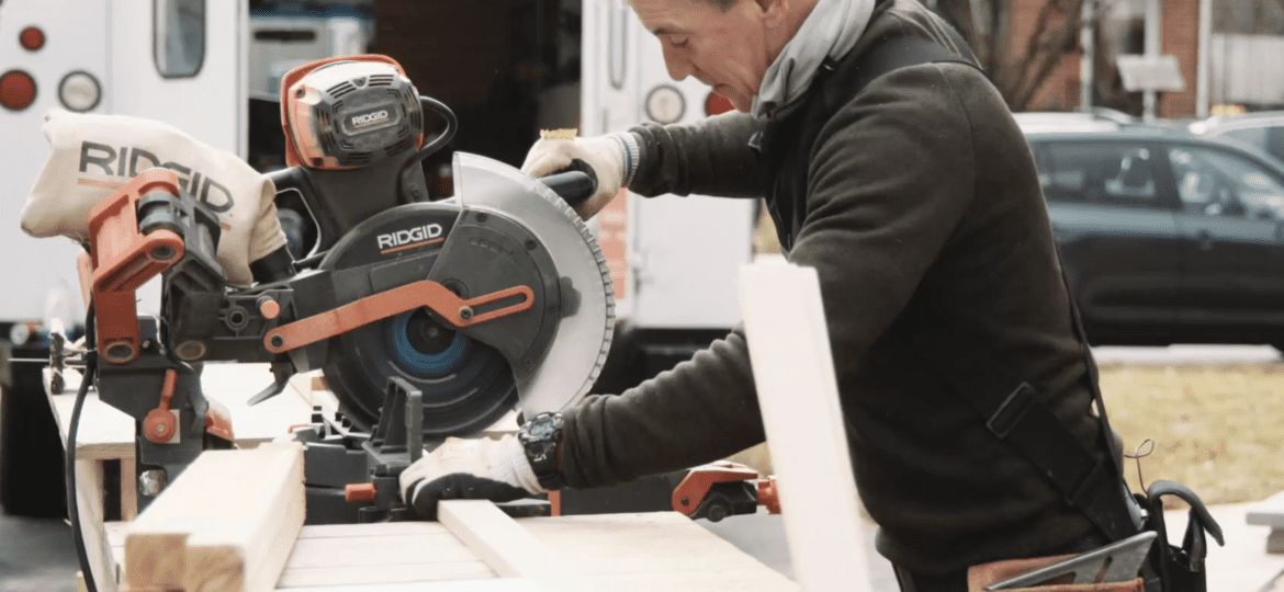 Mark using Ridgid compound miter saw