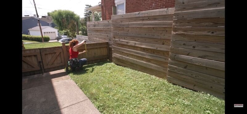 ‣ MyFixitUpLife Theresa figuring out the size of the compost bin