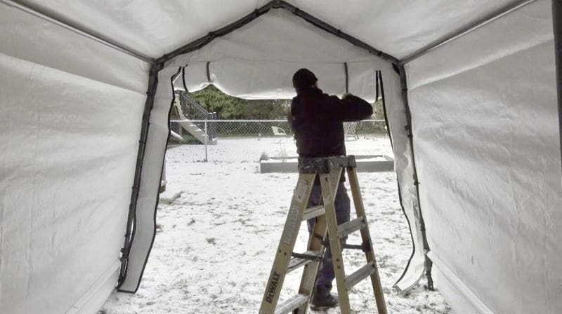 Jobsite office carport — winter weather - myfixituplife