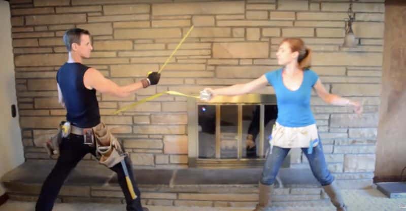 Tape measure duel Mark Theresa fireplace - myfixituplife